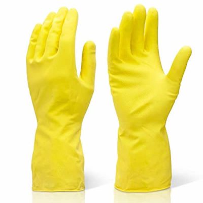 Medium Yellow Heavy Duty Industrial Cleaning Rubber Gloves